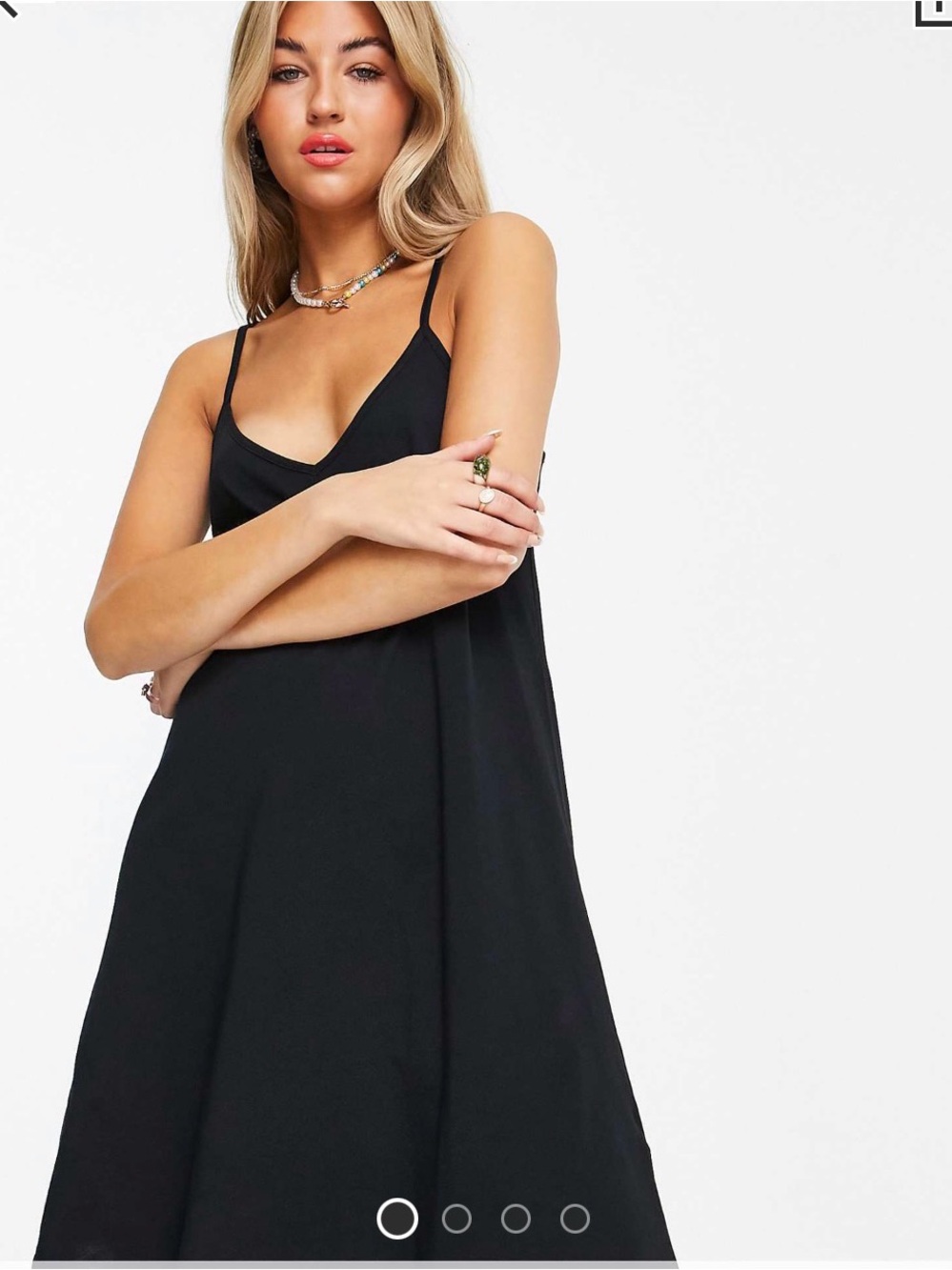 Women's Black Midi Slip Dress with Spaghetti Straps NWOT